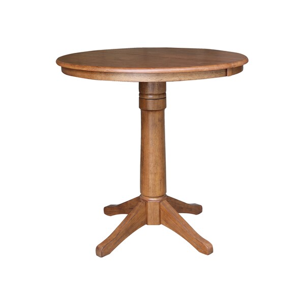 International Concepts Round 36 in Round Top Pedestal Table with 12 in Leaf, 36.1 in H, Distressed Oak, 36 in W, 48 in L K42-36RXT-27B-6B - main